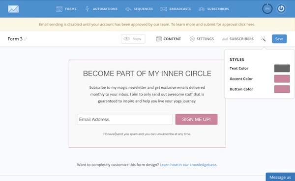 How to get Started with ConvertKit: customize your form