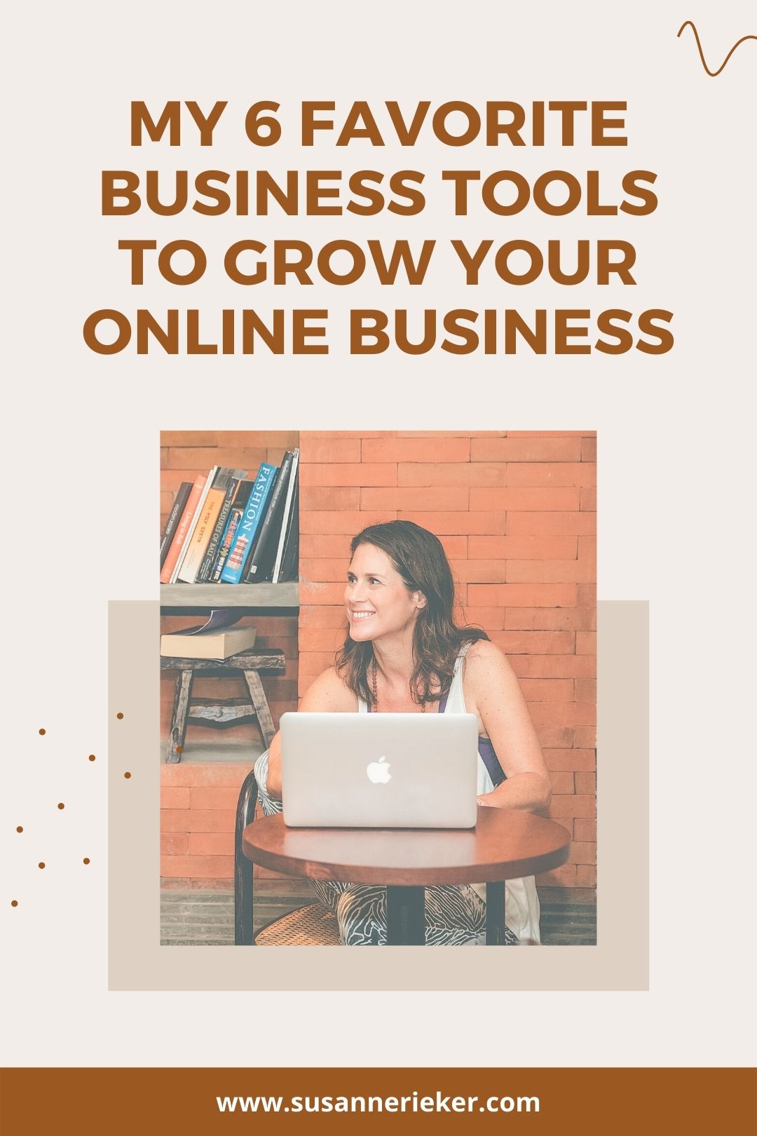 Blissful Biz Podcast | My 6 Favorite Business Tools to Grow Your Online Business Susanne Rieker working on her online business using her MacBook