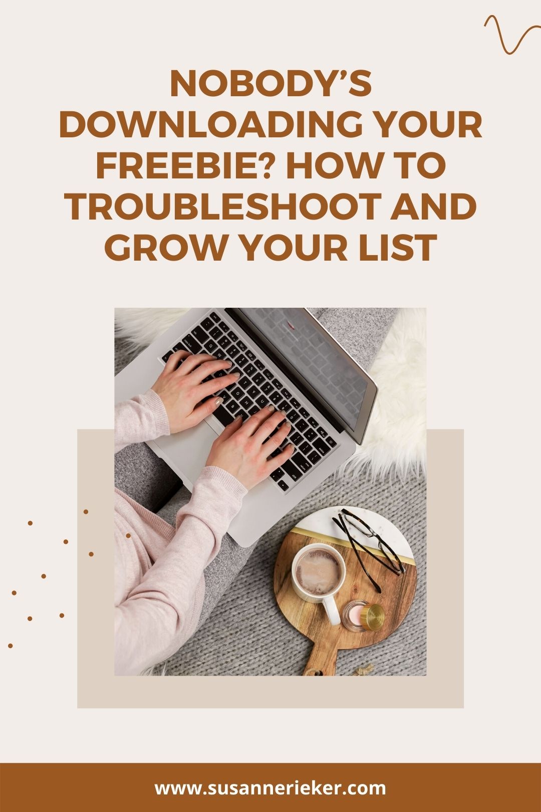 Blissful Biz Podcast | Nobody’s downloading your Freebie? How to Troubleshoot and Grow your List woman working on her freebie for her online business