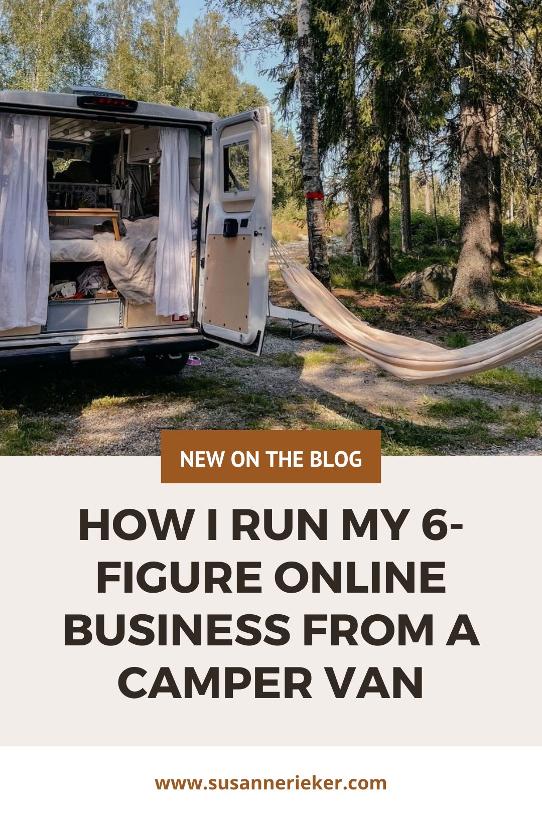 Blissful Biz Podcast | How I Run my 6-Figure Online Business from a Camper Van Running an online business from a campervan parked up with a hammock